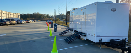 VIP Trailers 10 station restroom exterior